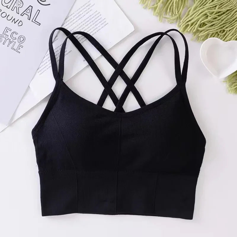 Women’s Push-Up Sports Bra – Breathable Cross-Back for Running & Yoga