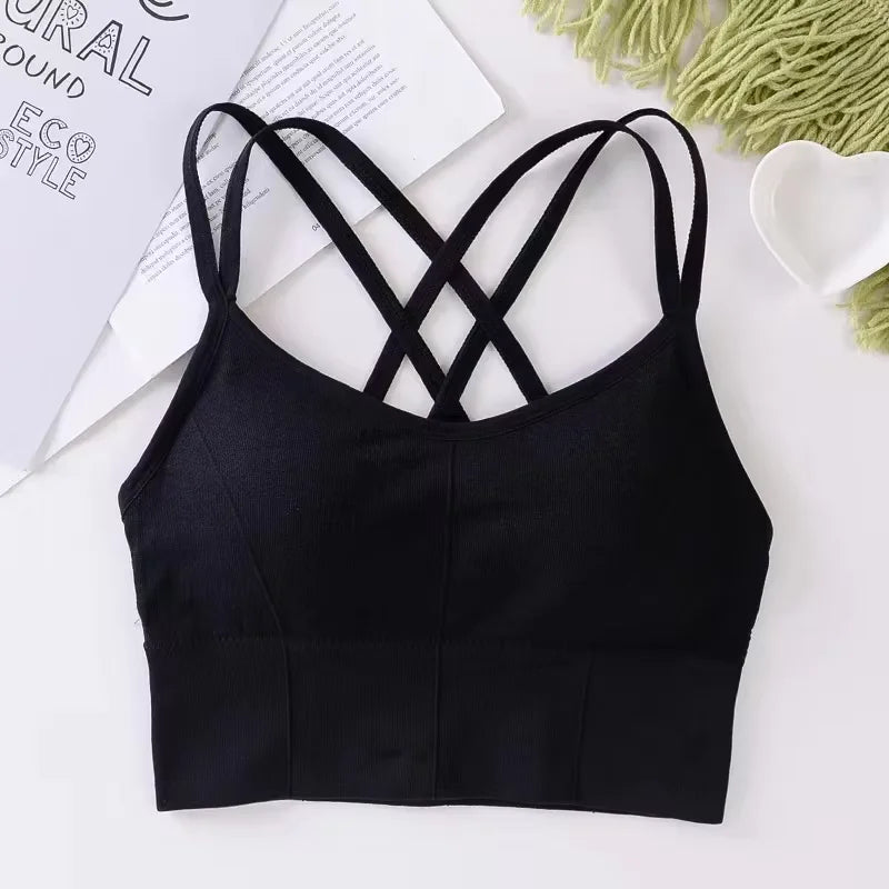 Women’s Push-Up Sports Bra – Breathable Cross-Back for Running & Yoga