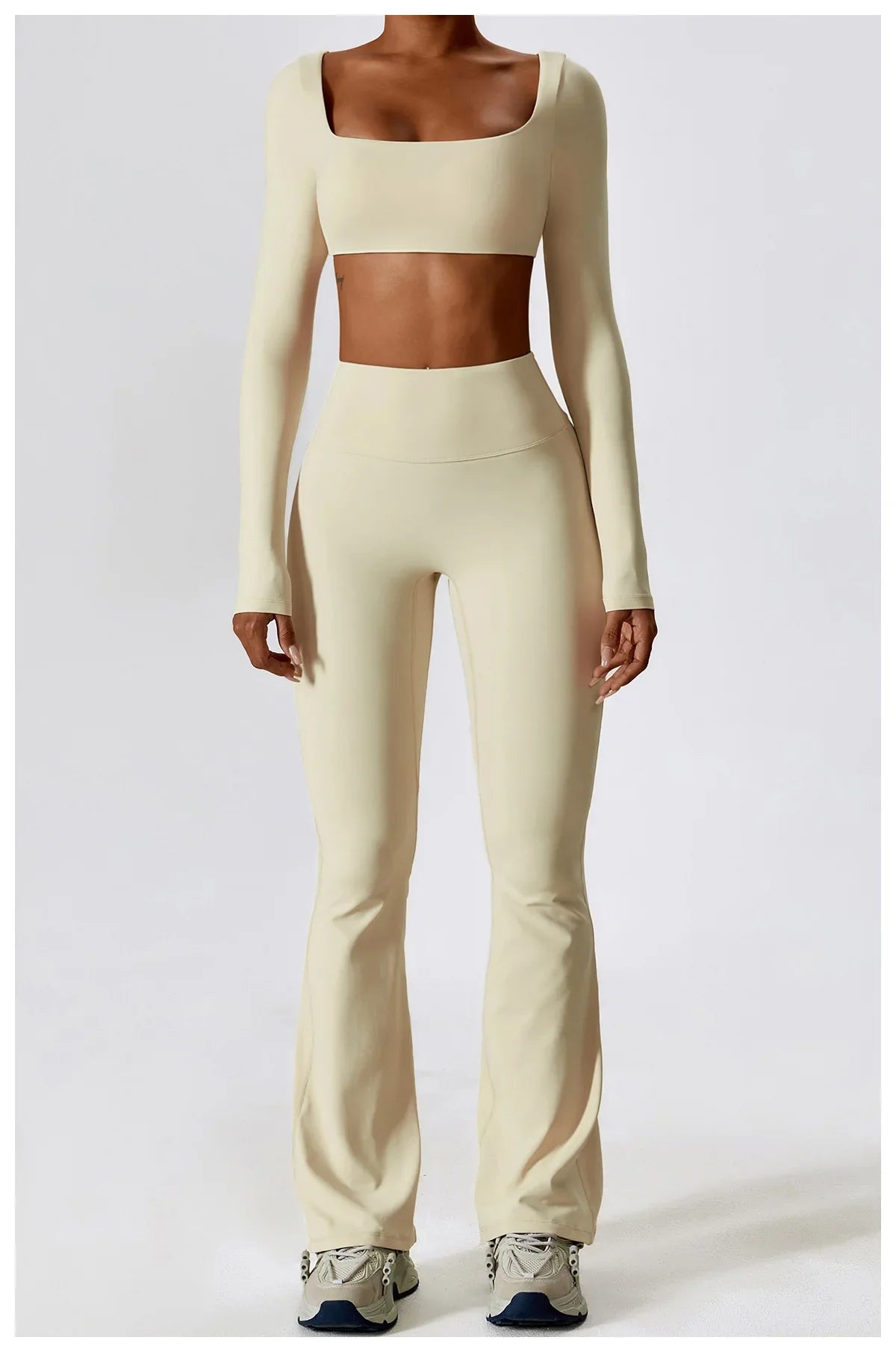 Women's Seamless 2PCS Yoga Set – Long Sleeve Crop Top & Leggings