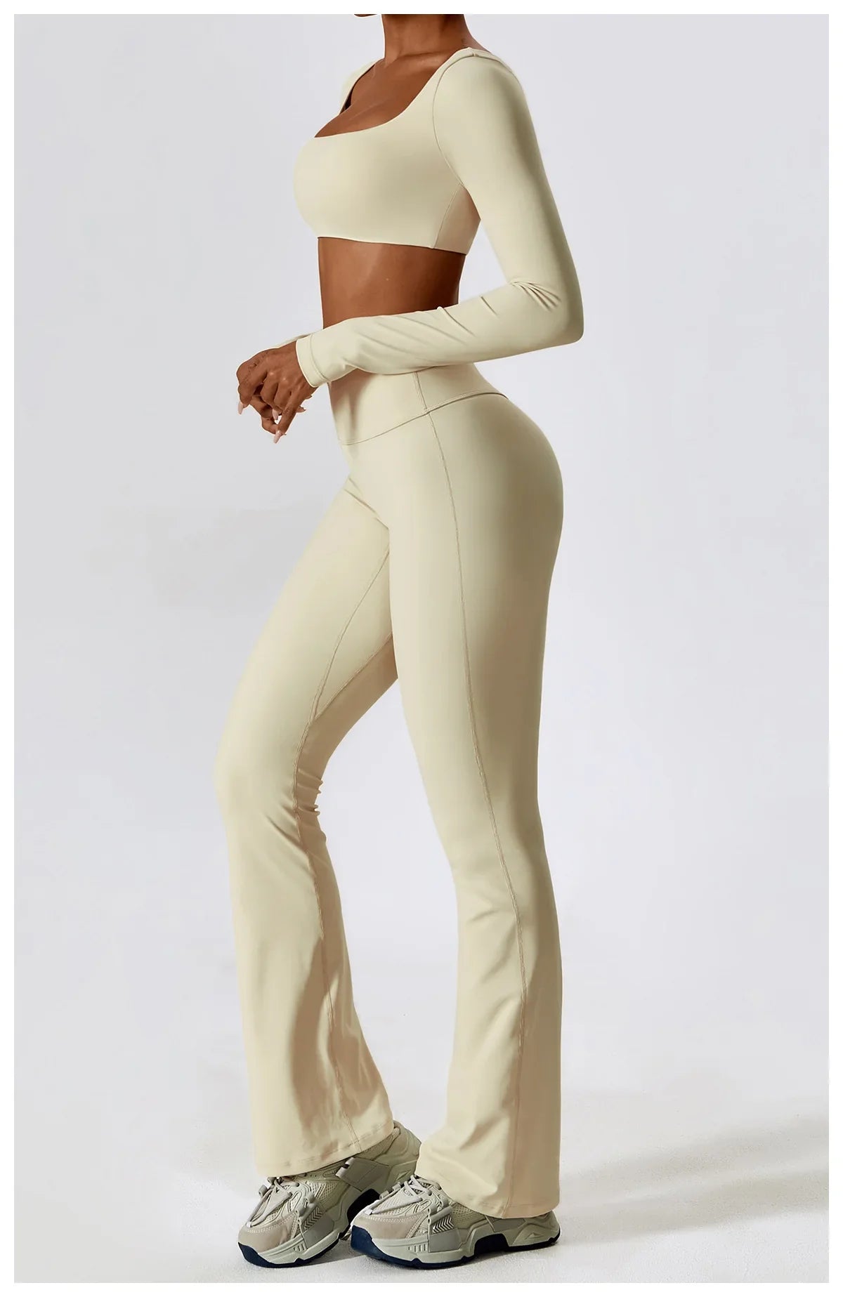 Women's Seamless 2PCS Yoga Set – Long Sleeve Crop Top & Leggings