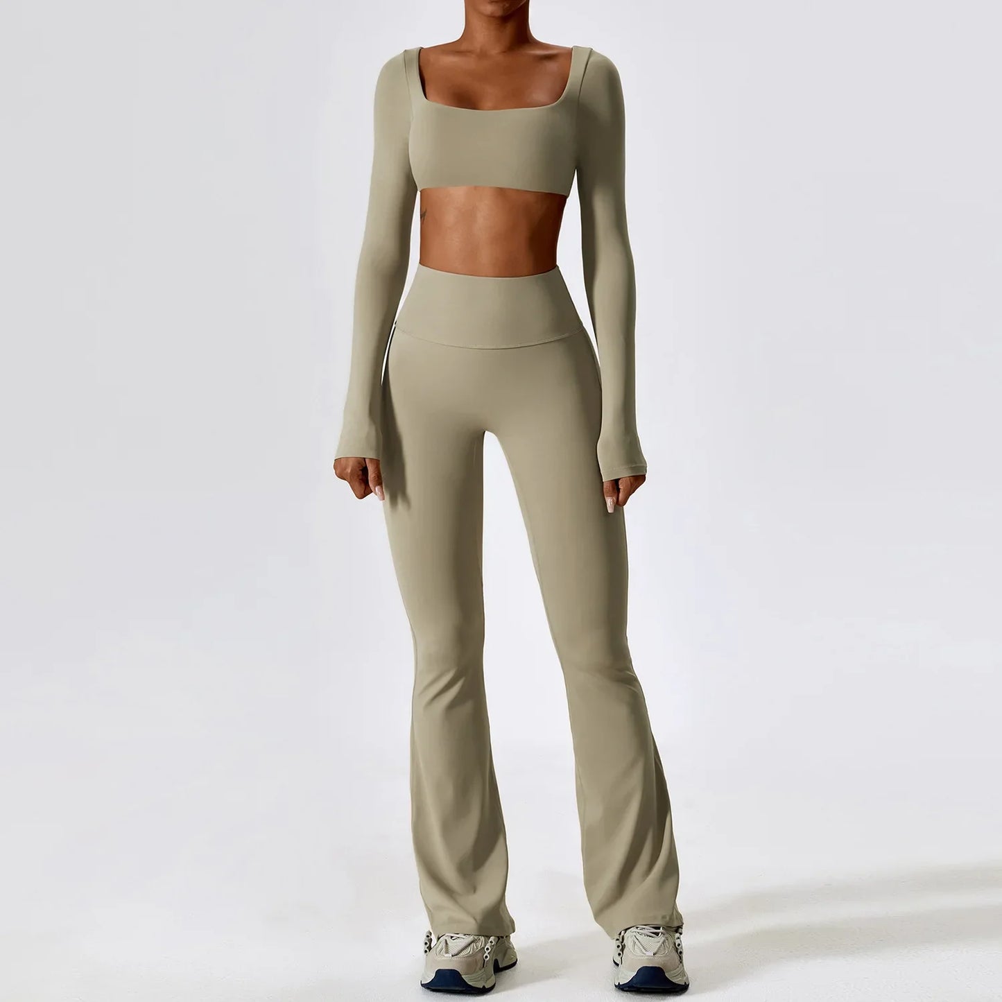 Women's Seamless 2PCS Yoga Set – Long Sleeve Crop Top & Leggings