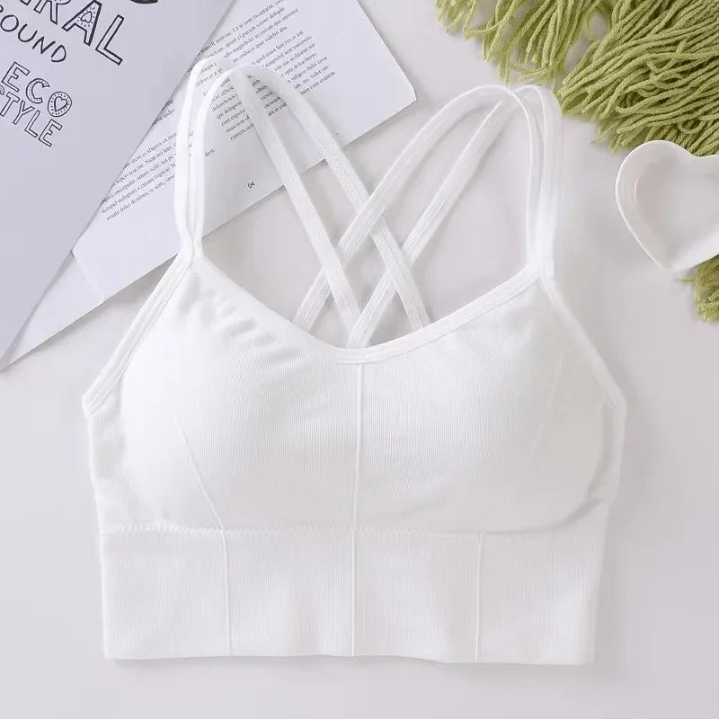 Women’s Push-Up Sports Bra – Breathable Cross-Back for Running & Yoga