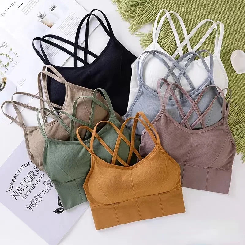 Women’s Push-Up Sports Bra – Breathable Cross-Back for Running & Yoga
