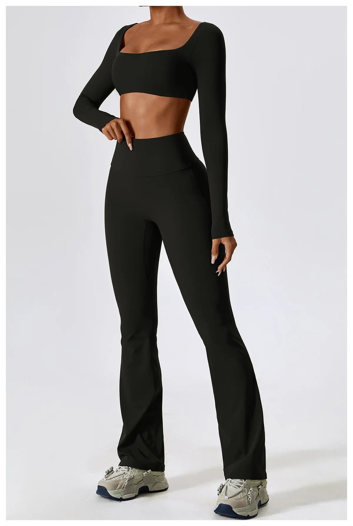 Women's Seamless 2PCS Yoga Set – Long Sleeve Crop Top & Leggings