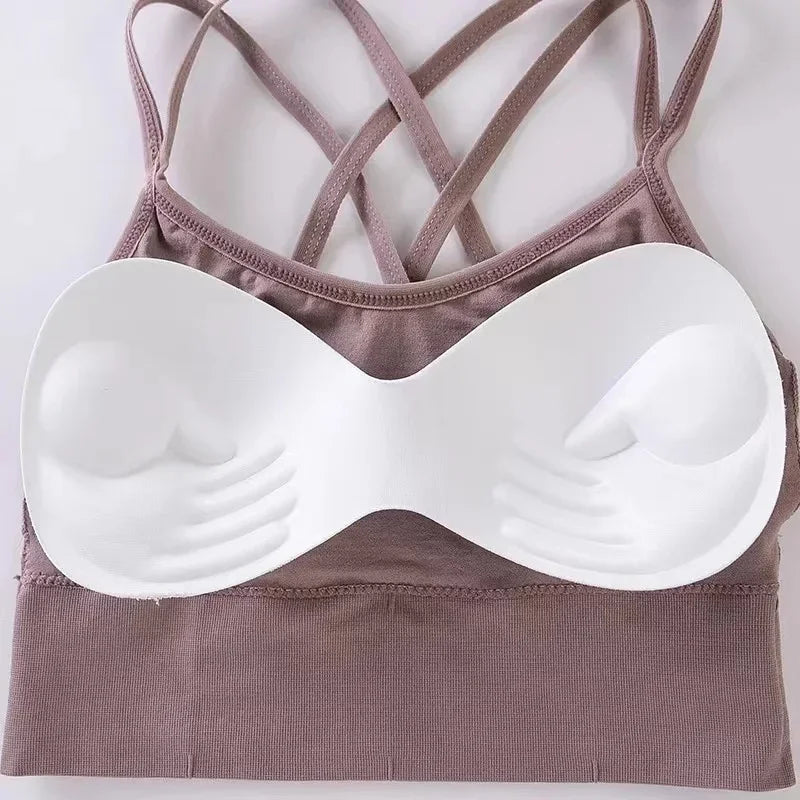 Women’s Push-Up Sports Bra – Breathable Cross-Back for Running & Yoga