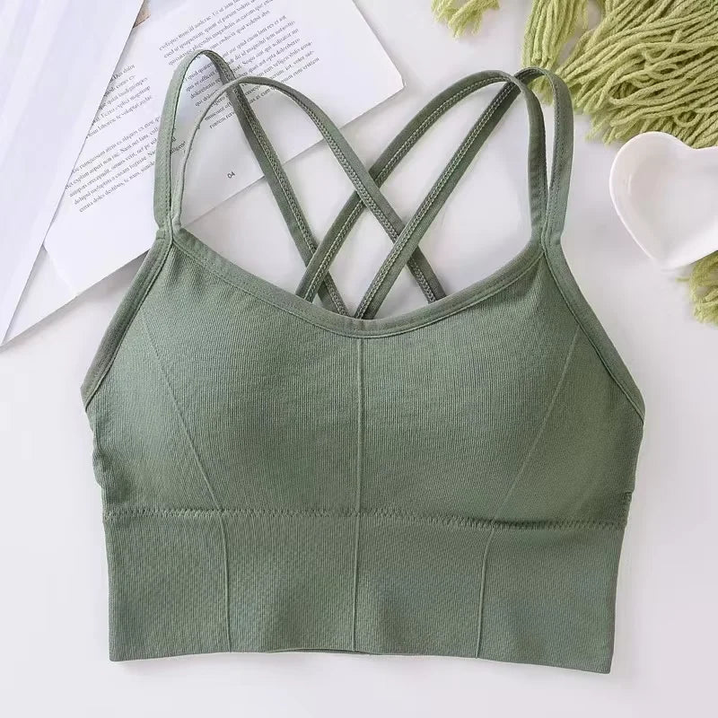 Women’s Push-Up Sports Bra – Breathable Cross-Back for Running & Yoga