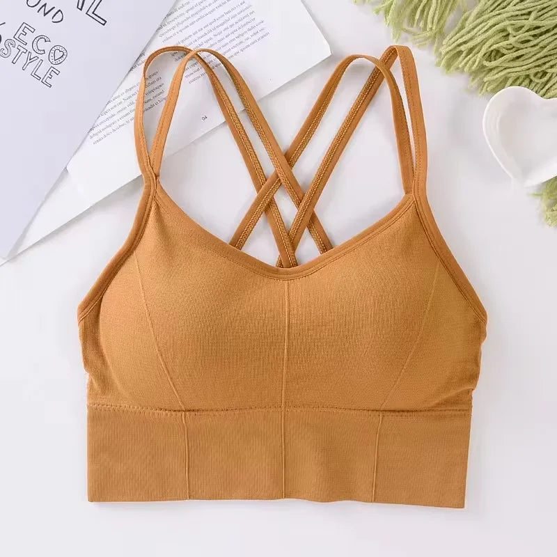 Women’s Push-Up Sports Bra – Breathable Cross-Back for Running & Yoga