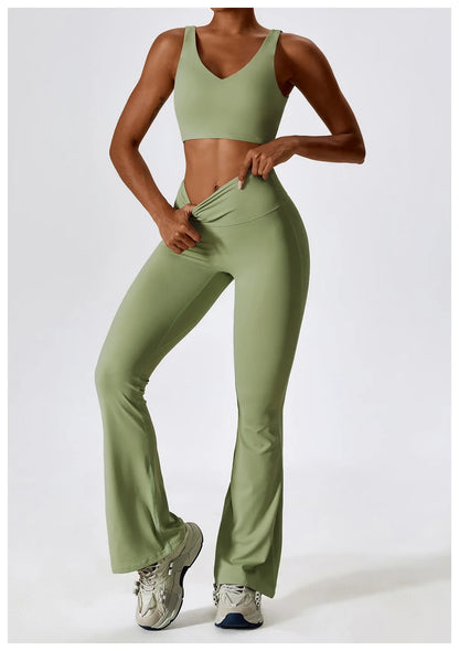 Women's Seamless 2PCS Yoga Set – Long Sleeve Crop Top & Leggings