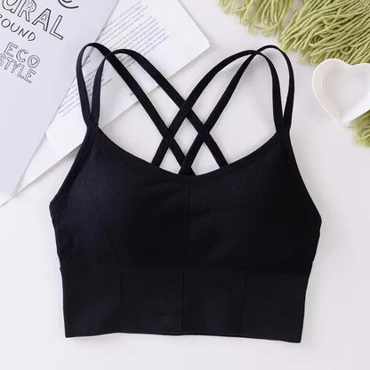 Women’s Push-Up Sports Bra – Breathable Cross-Back for Running & Yoga