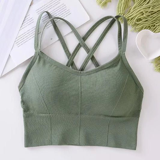 Women’s Push-Up Sports Bra – Breathable Cross-Back for Running & Yoga