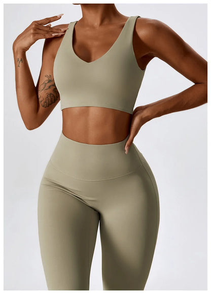 Women's Seamless 2PCS Yoga Set – Long Sleeve Crop Top & Leggings