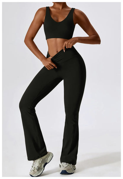 Women's Seamless 2PCS Yoga Set – Long Sleeve Crop Top & Leggings