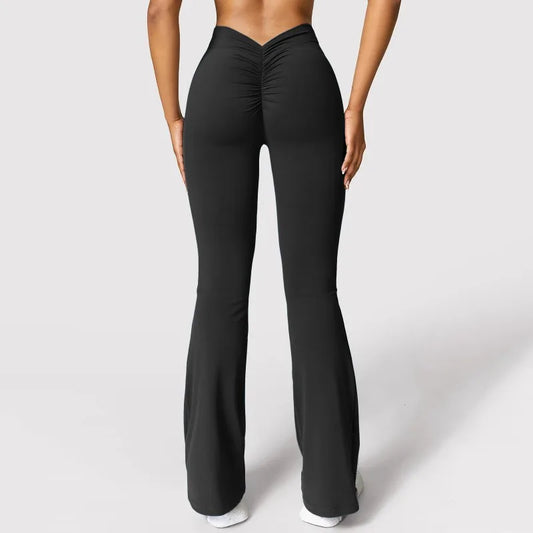 Women's High Waist V-Back Sports Leggings – Slim Fit Gym & Casual Push-Up Pants