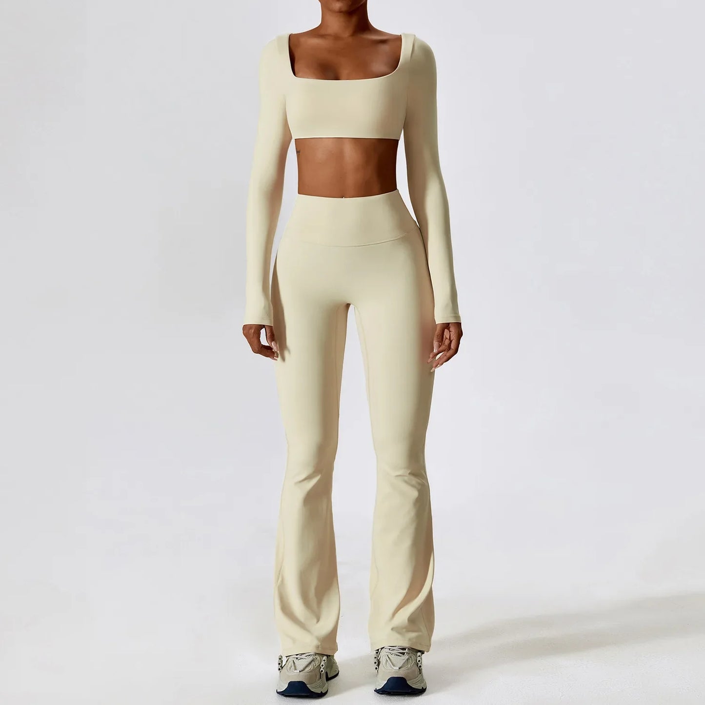 Women's Seamless 2PCS Yoga Set – Long Sleeve Crop Top & Leggings