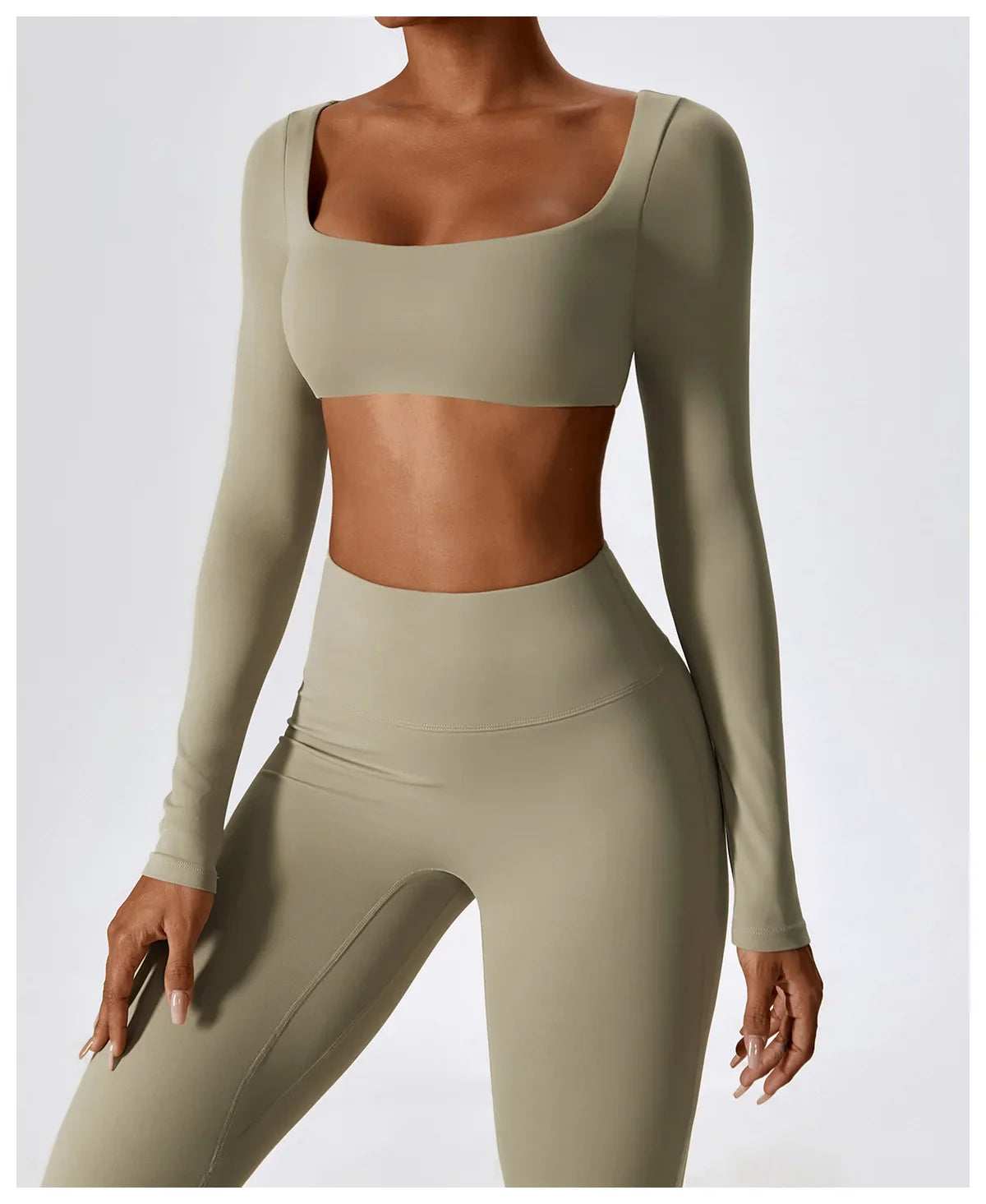 Women's Seamless 2PCS Yoga Set – Long Sleeve Crop Top & Leggings