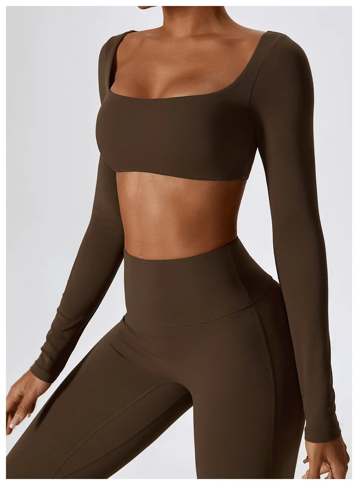 Women's Seamless 2PCS Yoga Set – Long Sleeve Crop Top & Leggings