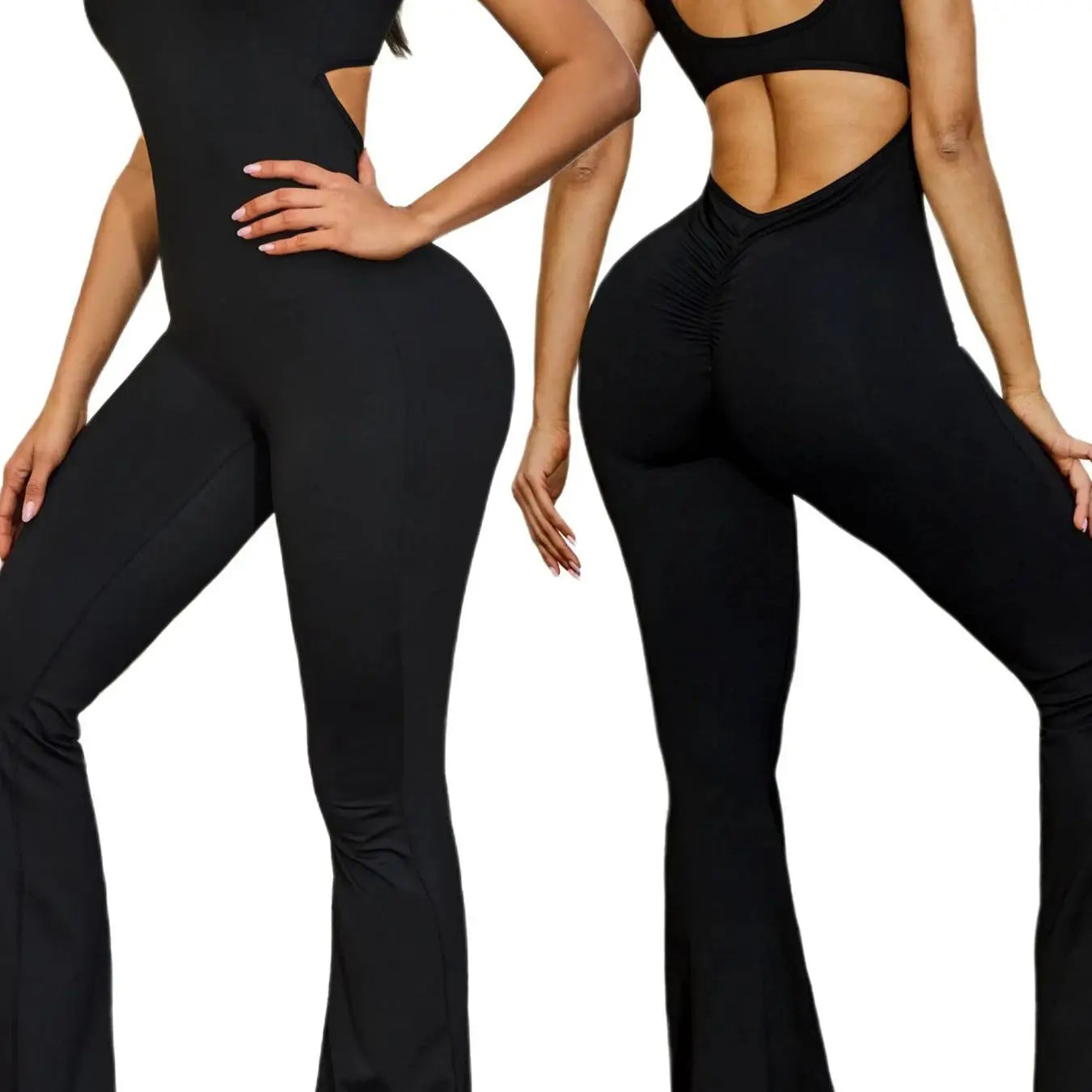 Women's V-Back Strappy Yoga Jumpsuit – Slim Fit Sportswear