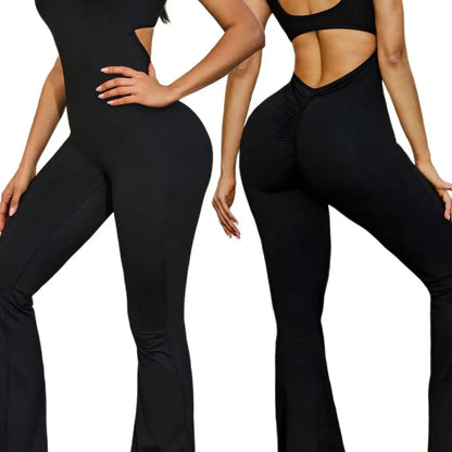 Women's V-Back Strappy Yoga Jumpsuit – Slim Fit Sportswear