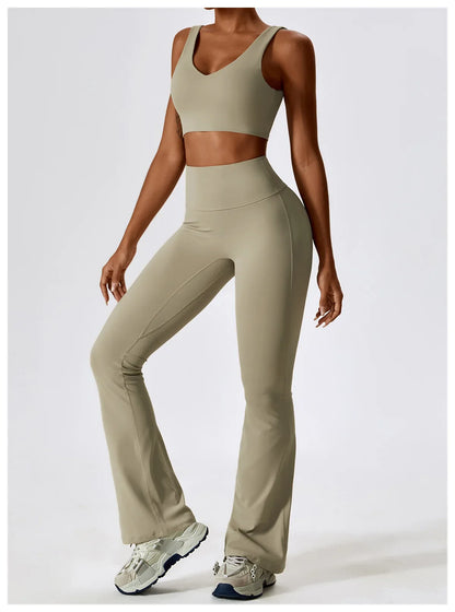 Women's Seamless 2PCS Yoga Set – Long Sleeve Crop Top & Leggings