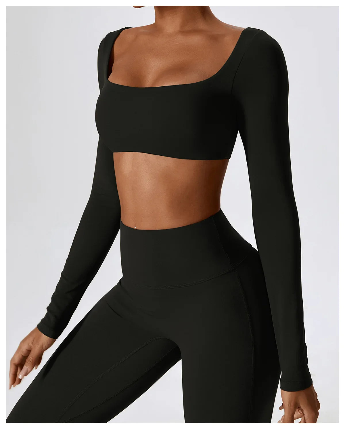 Women's Seamless 2PCS Yoga Set – Long Sleeve Crop Top & Leggings