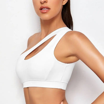 Women’s Push-Up One-Shoulder Sports Bra – Shockproof & Breathable for Yoga & Fitness