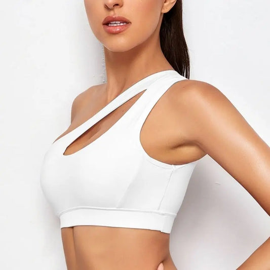 Women’s Push-Up One-Shoulder Sports Bra – Shockproof & Breathable for Yoga & Fitness