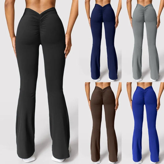 Women's High Waist V-Back Sports Leggings – Slim Fit Gym & Casual Push-Up Pants